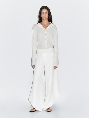 Zara Split-hem trousers - Oyster-white - Image 0