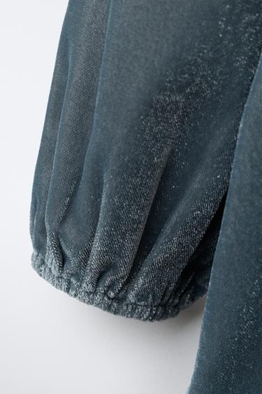 ROBE EN VELOURS BRODÉE - Bleu de Zara - Image 2