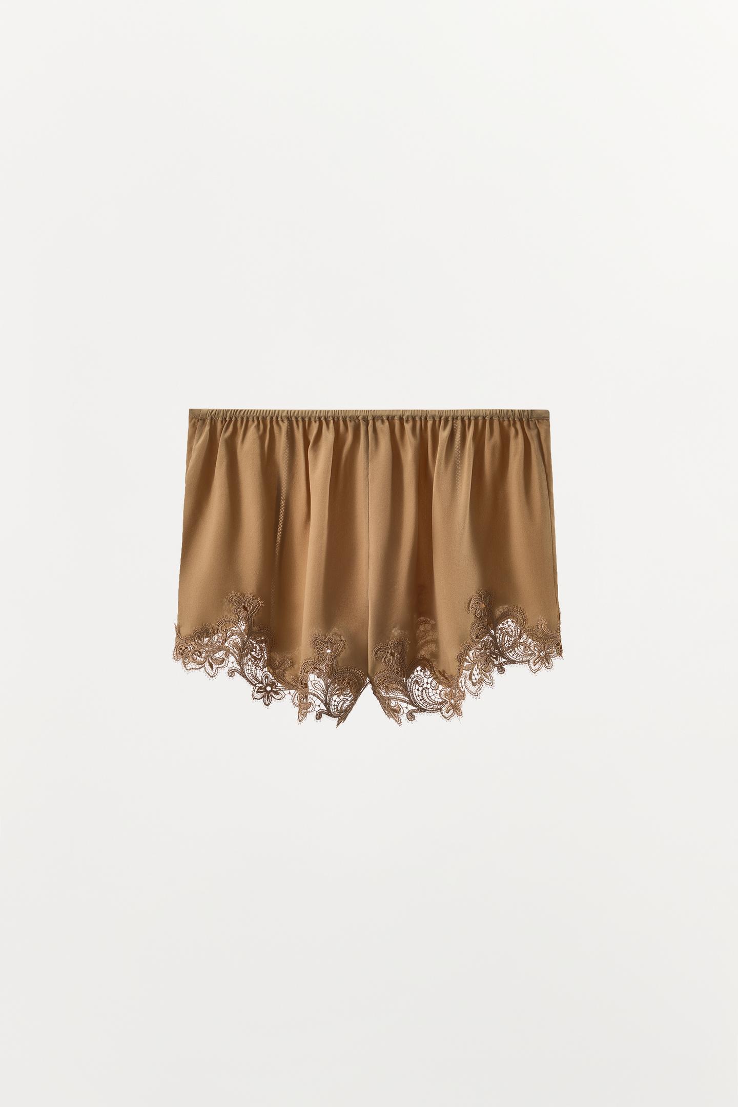 Женские шорты Zara Lace Georgette, цвет: Светлый коричневый — фото 4