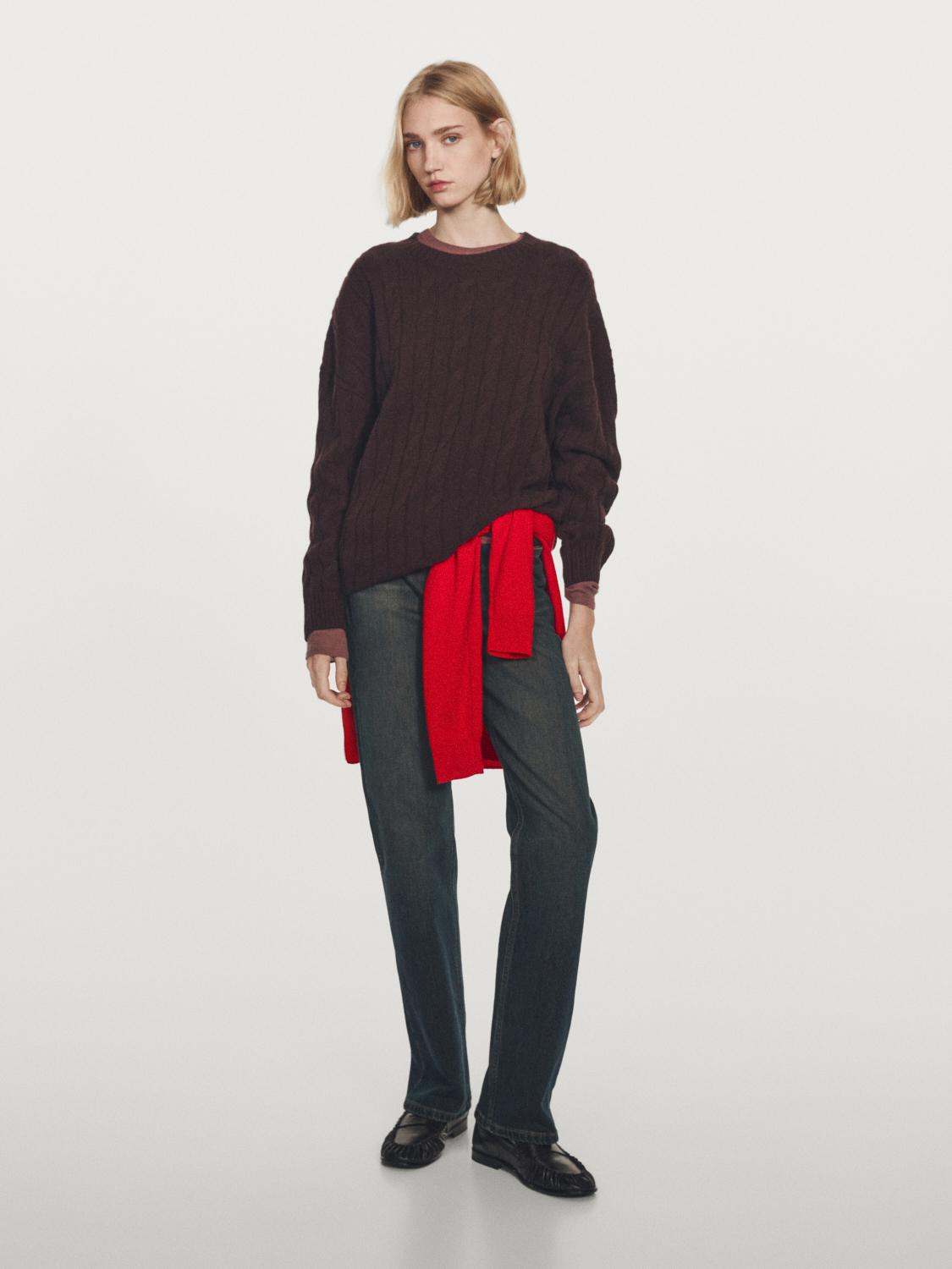 Pull en maille tressée 100 % cachemire