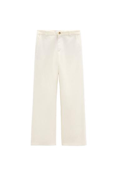LINEN-BLEND FLARED TROUSERS