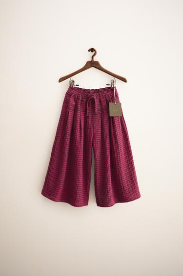 ZARA TIMELESS - CHECK PRINT TROUSERS - Fuchsia by Zara