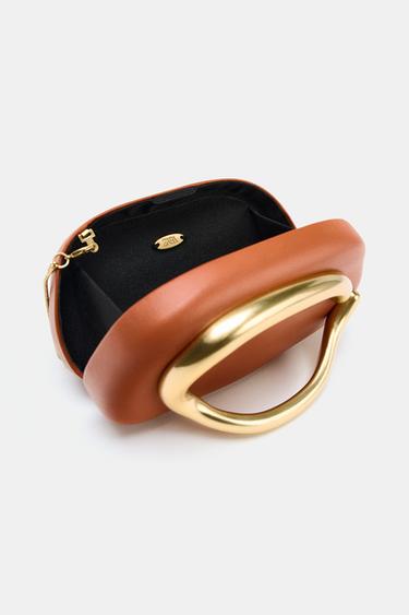SAC RIGIDE FERMOIR DORÉ - Orange de Zara - Image 5