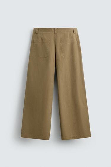 PANTALON BARREL FIT À PLIS - Beige de Zara - Image 6
