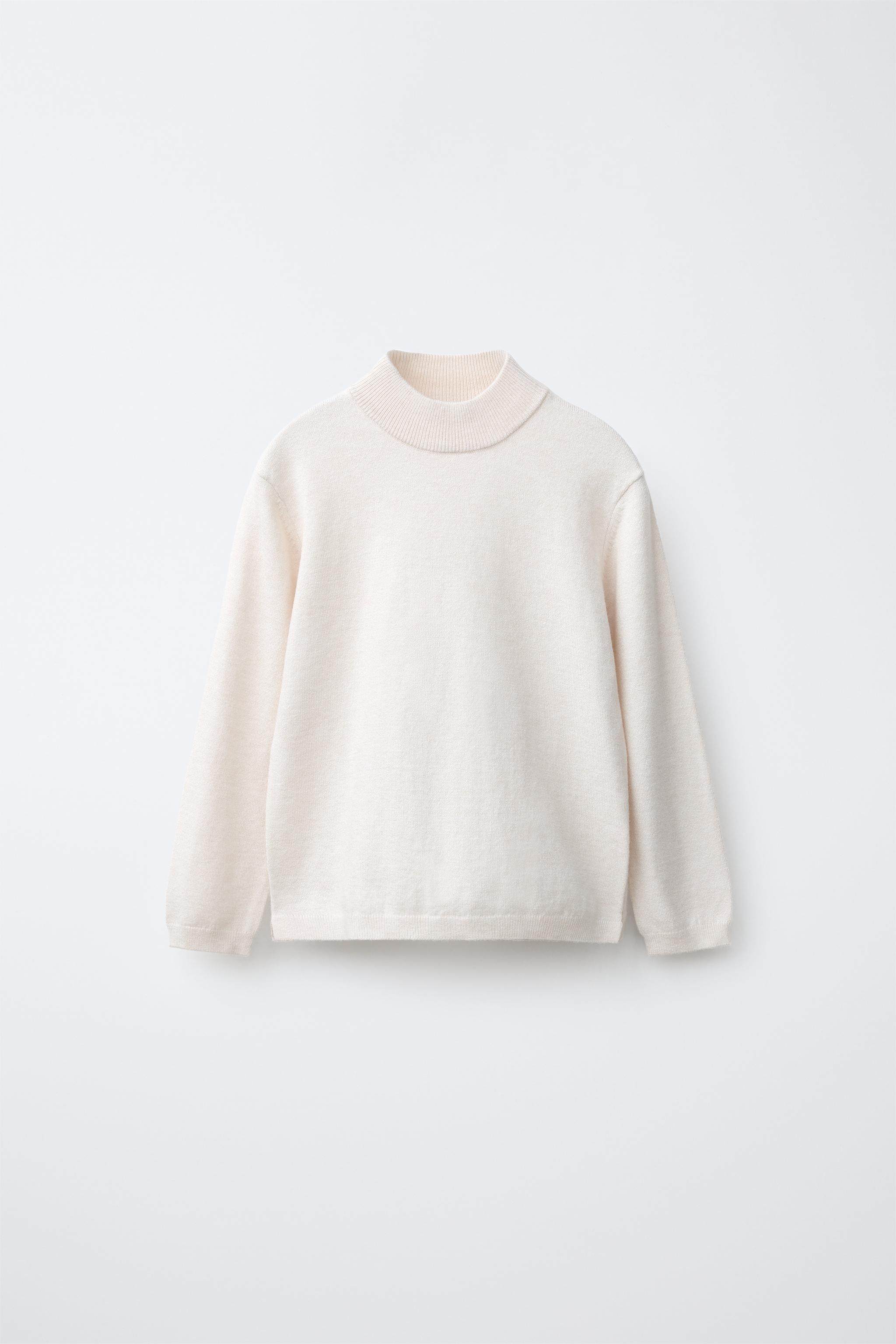 MOCK NECK KNIT JUMPER — Ecru