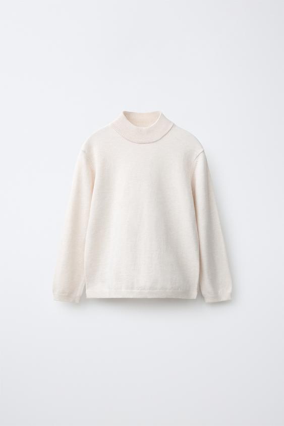 HIGH NECK KNIT JUMPER - Ecru by Zara - Image 0