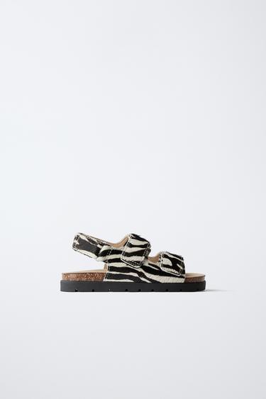 ANIMAL PRINT LEATHER SANDALS - White by Zara - Image 0
