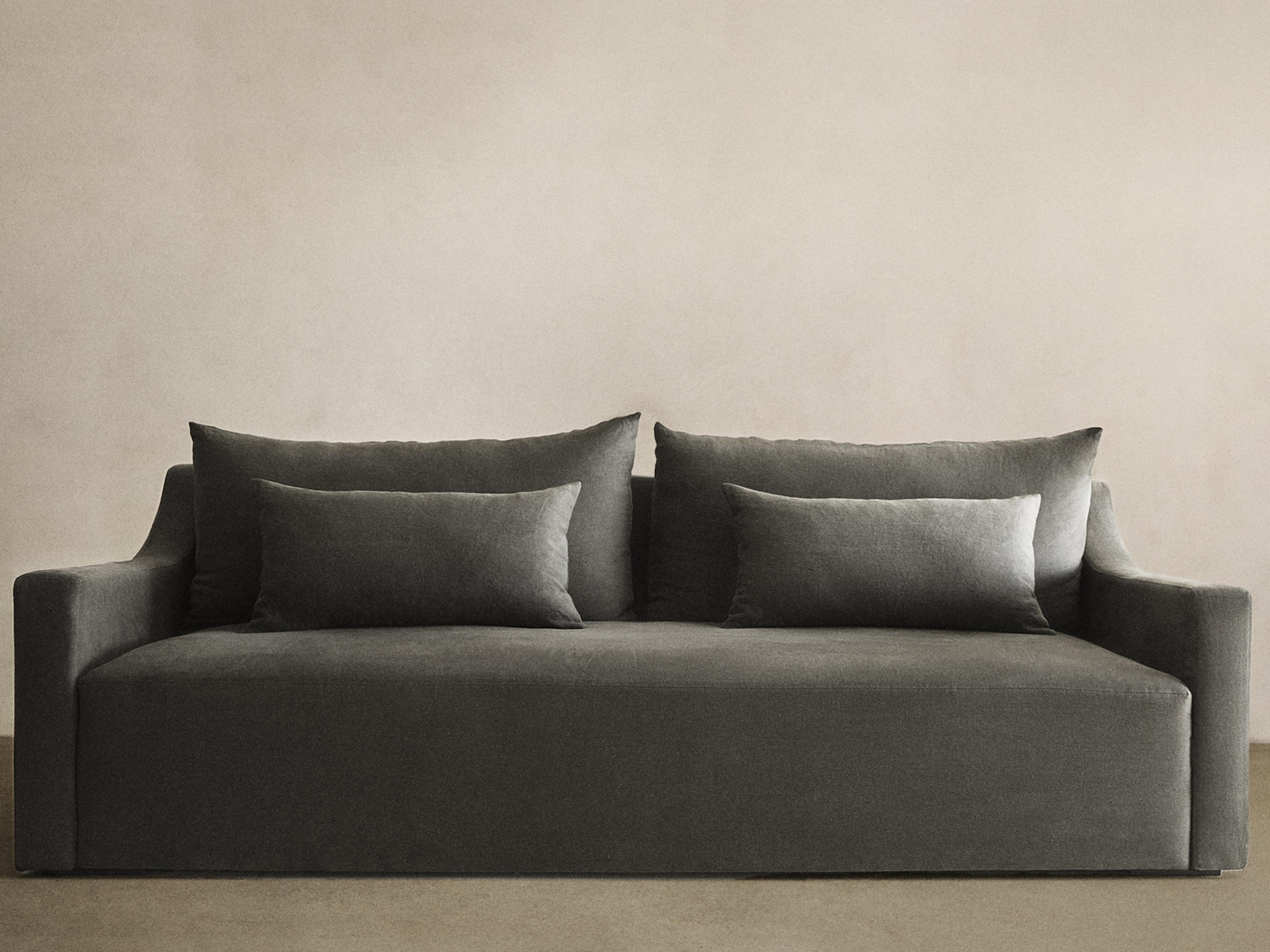 WASHED LINEN SOFA — Dark grey