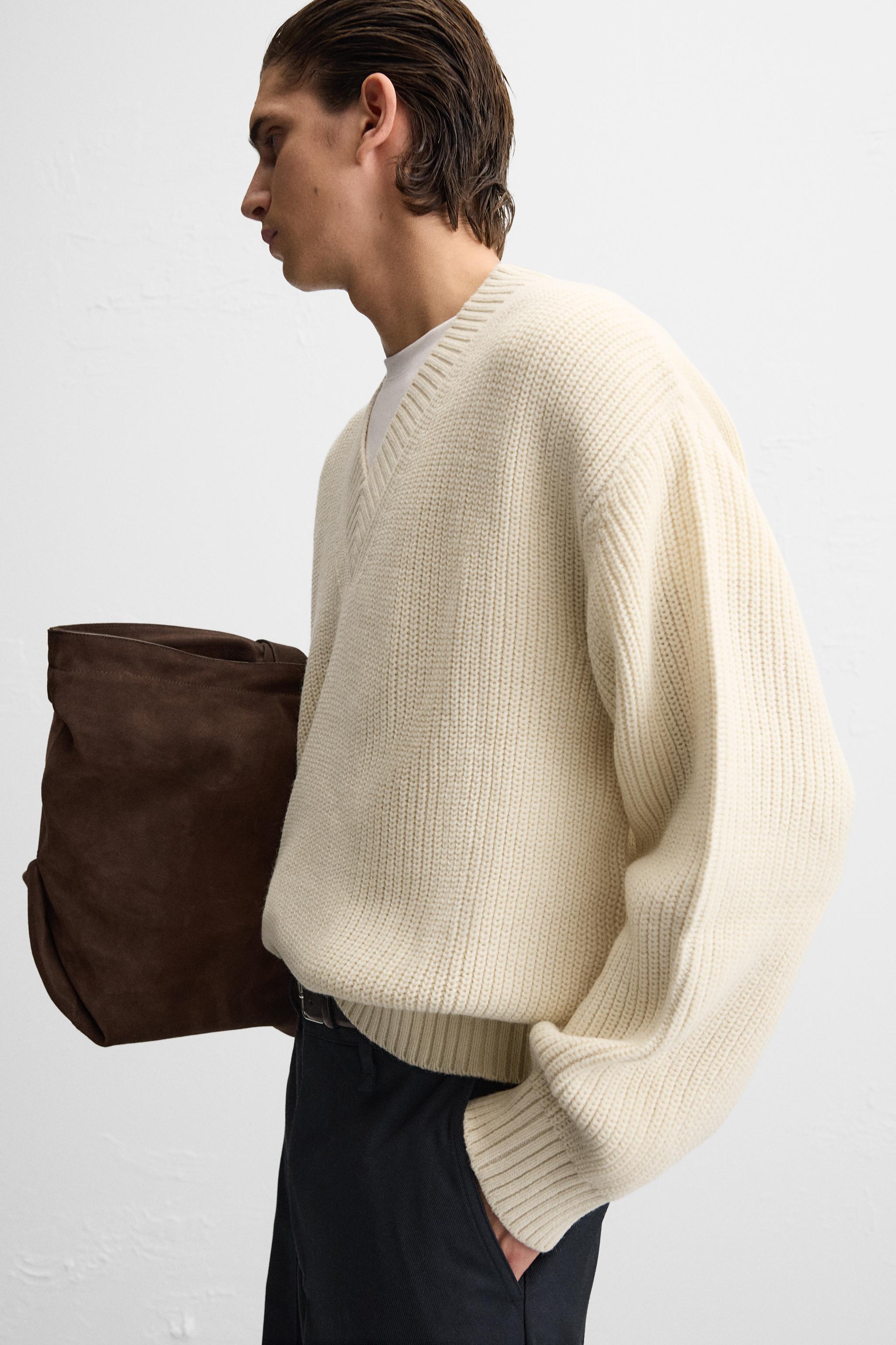 ZARAダブルVネックスウェット テクスチャードVネックセーター - エクリュ | ZARA Japan / 日本