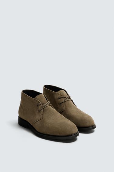 LEATHER BOOTS - Taupe Grey by Zara