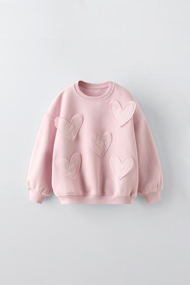 Zara HEART SWEATSHIRT - Pink