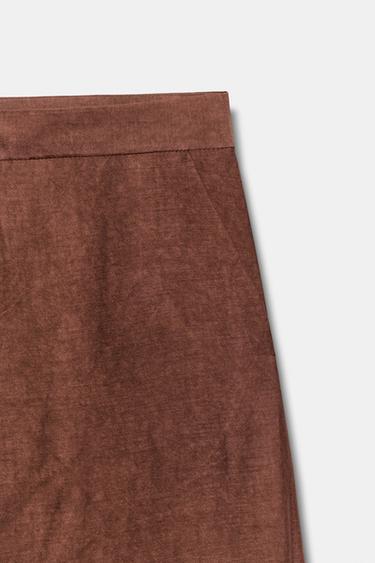 PANTALON FLUIDE LARGE - brique foncée de Zara - Image 9