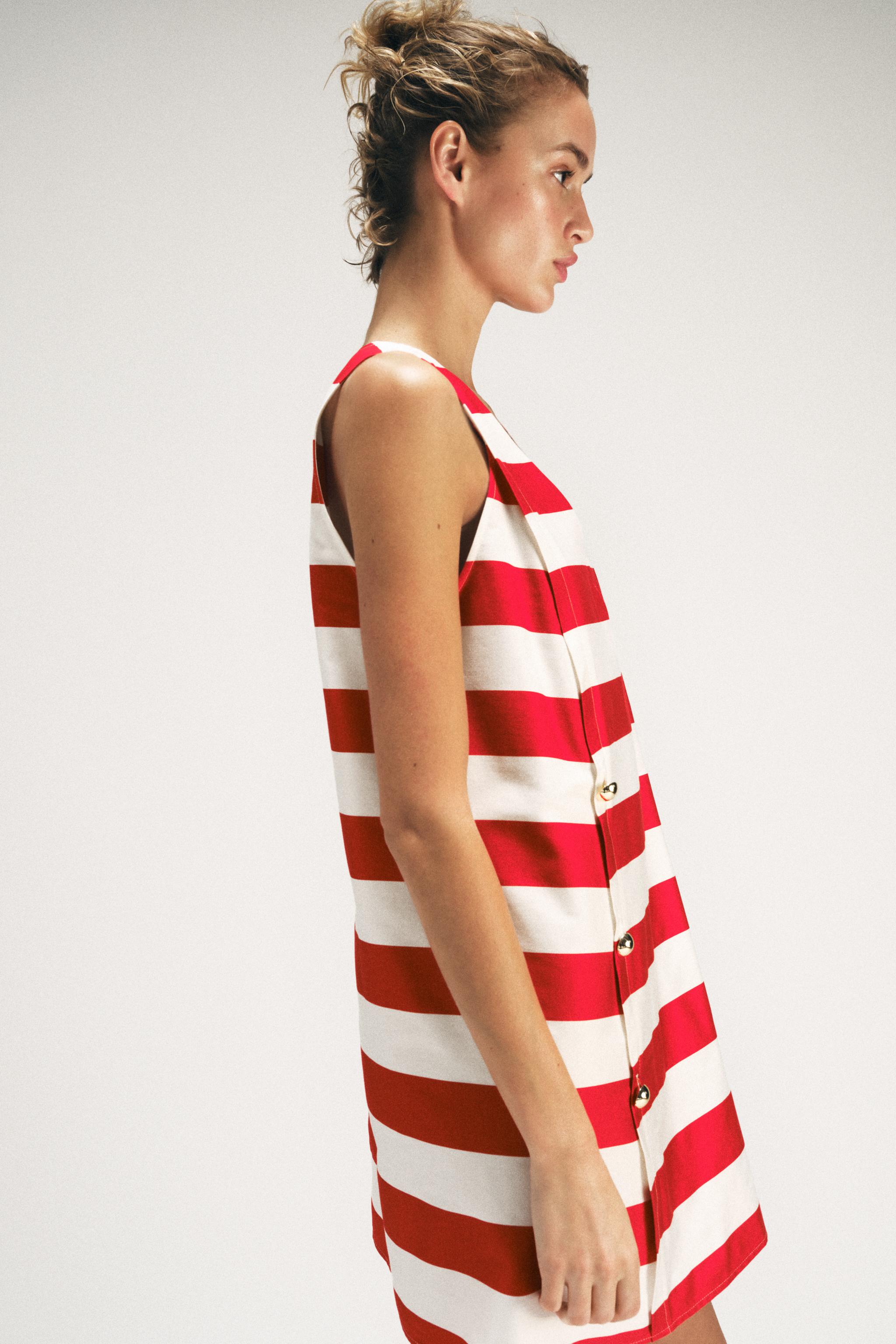 STRIPED MINI DRESS - White / Red | ZARA United States