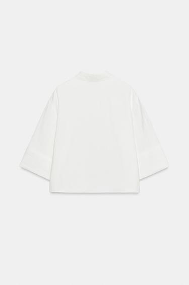 CHEMISE COURTE À MANCHES AMPLES - Blanc de Zara - Image 6