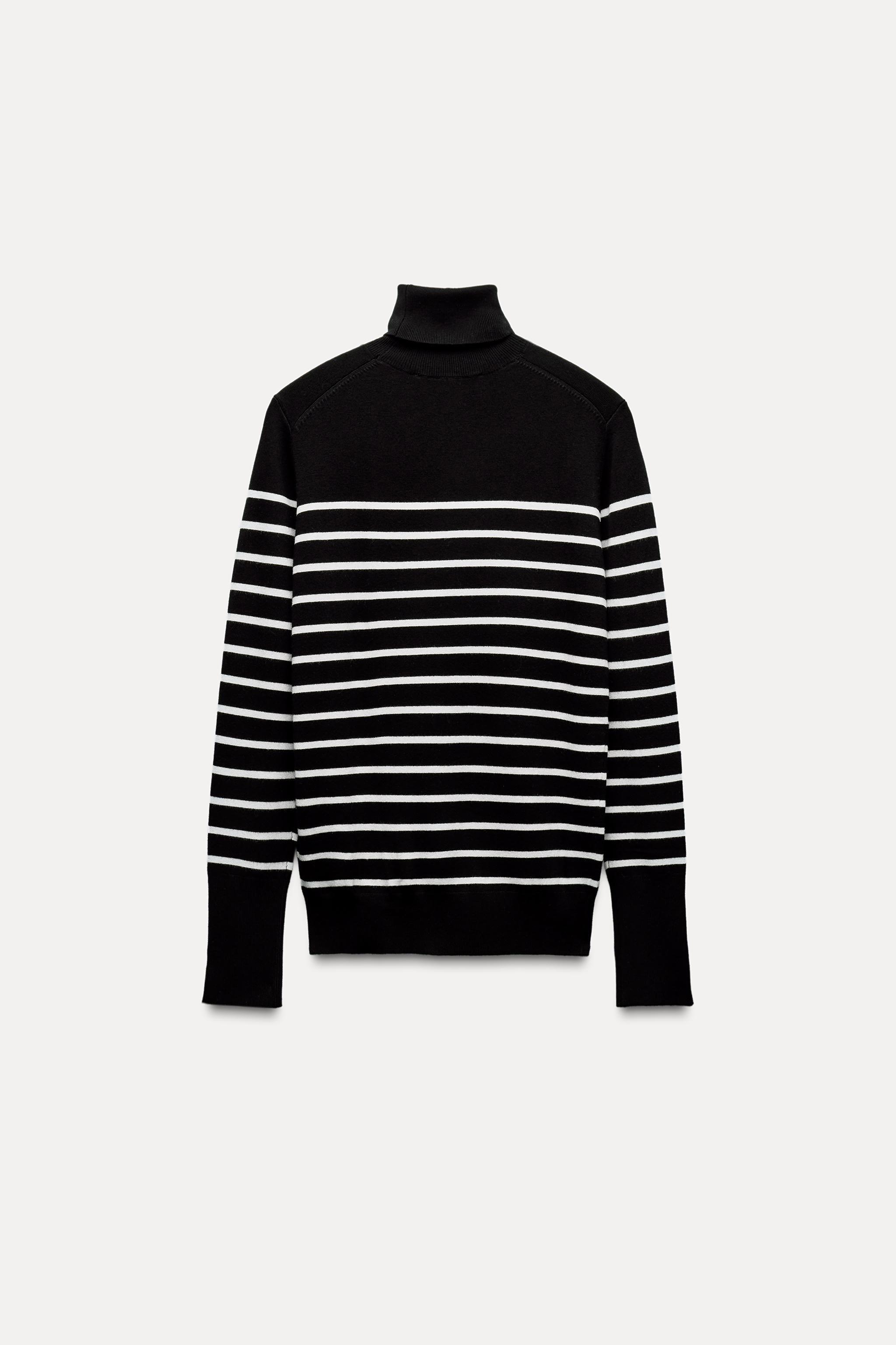 BASIC HIGH NECK KNIT SWEATER - striped | ZARA New Zealand