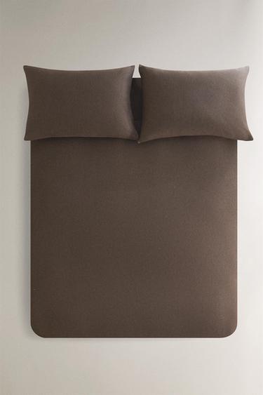 COTTON JERSEY MODAL DUVET COVER (140GxM²) - بني الخاص بـ Zara