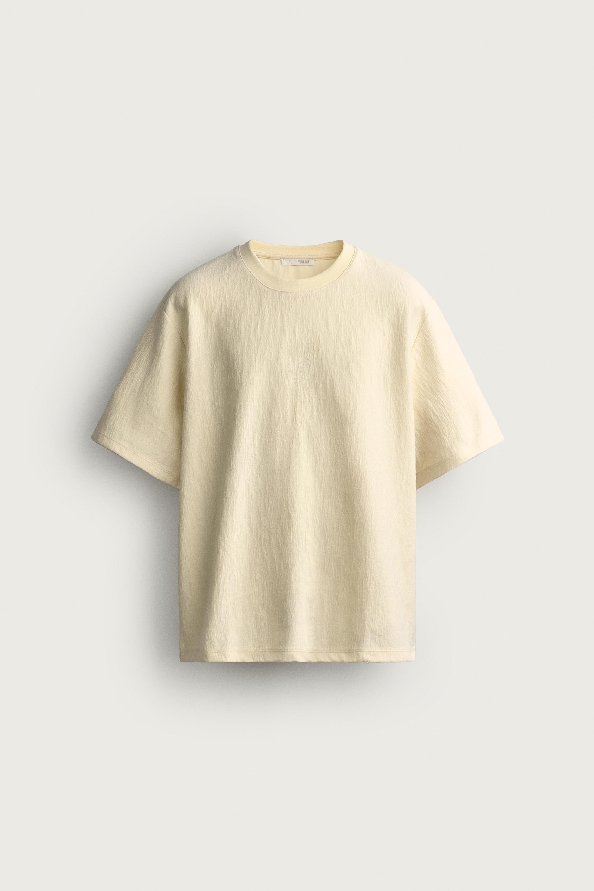 RELAXED FIT TEXTURED T-SHIRT — Butter