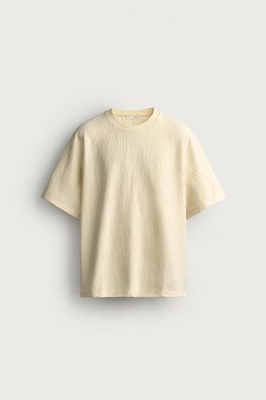 TEXTURED RELAXED FIT T-SHIRT - Butter by Zara