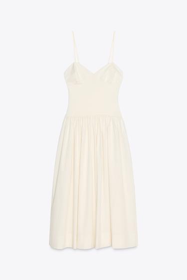 POPLIN CONTRAST DRESS - Ecru by Zara - Image 5