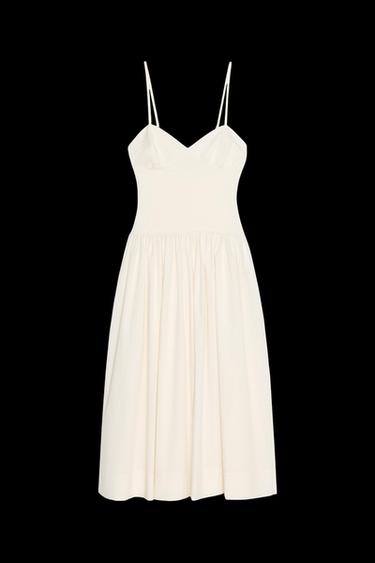 Zara POPLIN COMBINATION DRESS - Ecru - Image 0