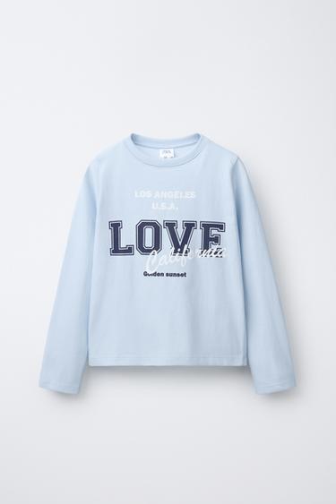 CAMISETA VARSITY TEXTO - Celeste de Zara - Imagen 0