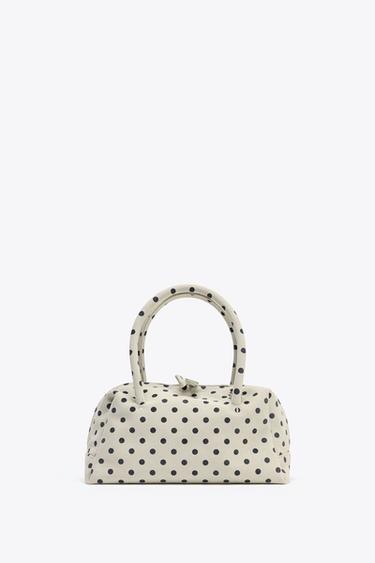 PRINTED SPLIT SUEDE BOWLING BAG - Ecru by Zara