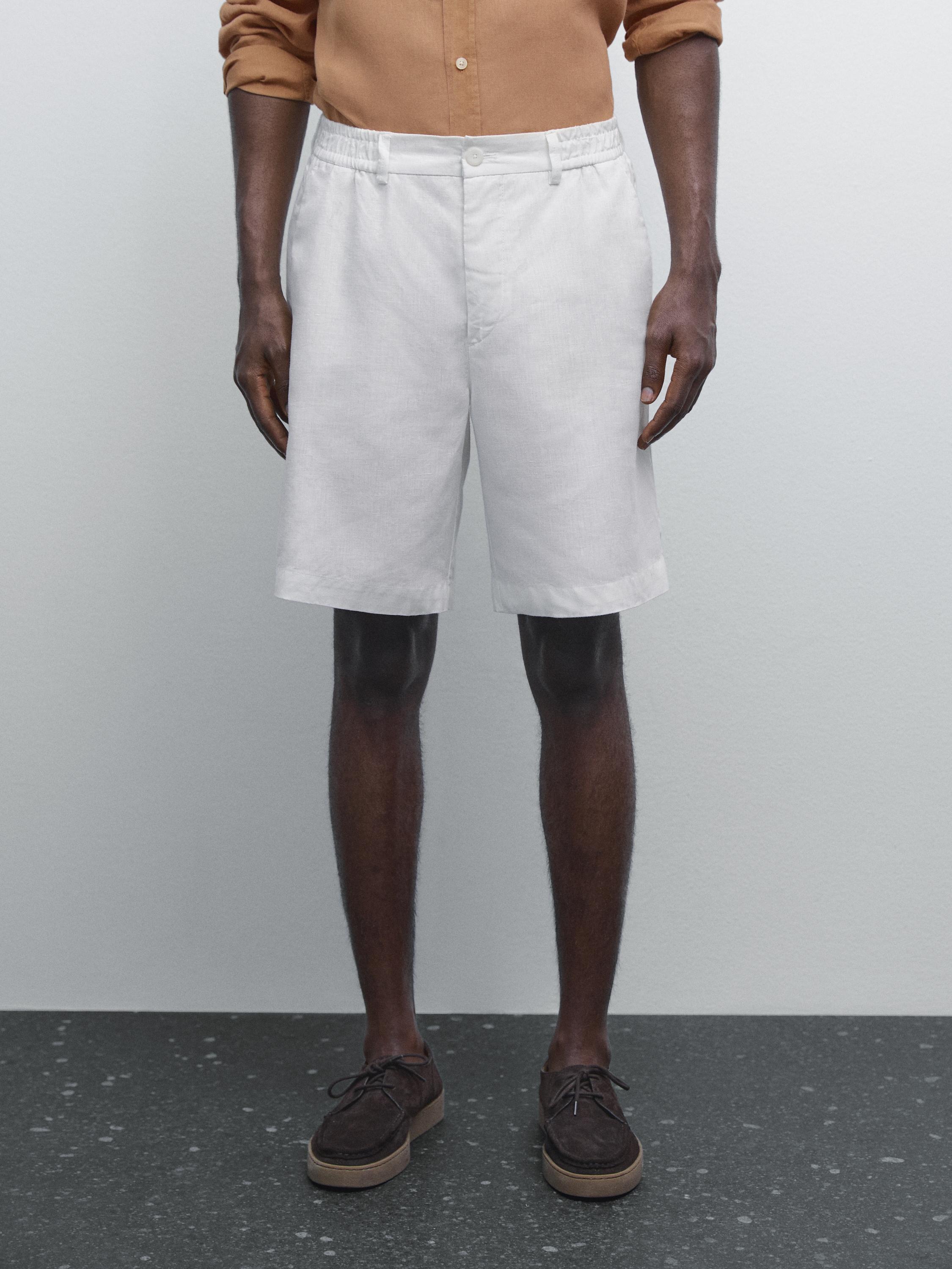 Bermuda semi-jogger 100 % lin
