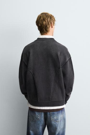 WASHED KNIT BOMBER JACKET - Brown by Zara - Image 2