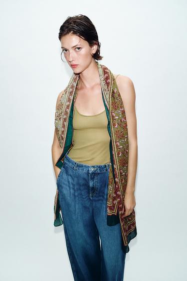 LENÇO ESTAMPADO FLORAL - VERDE da Zara