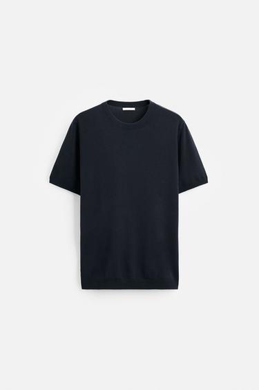 REGULAR FIT KNIT T-SHIRT - Navy blue by Zara