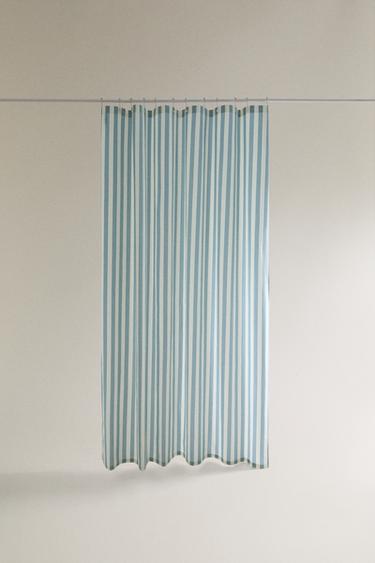 STRIPED SHOWER CURTAIN - Ecru / Blue by Zara