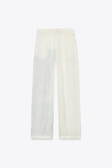 ZW COLLECTION PRINTED TROUSERS - Ecru / Blue by Zara - Image 5