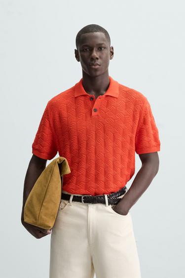 POLO PUNTO ROMBOS - Rojo de Zara