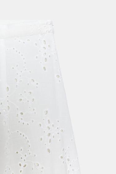 CUTWORK EMBROIDERY MIDI SKIRT - White by Zara - Image 8