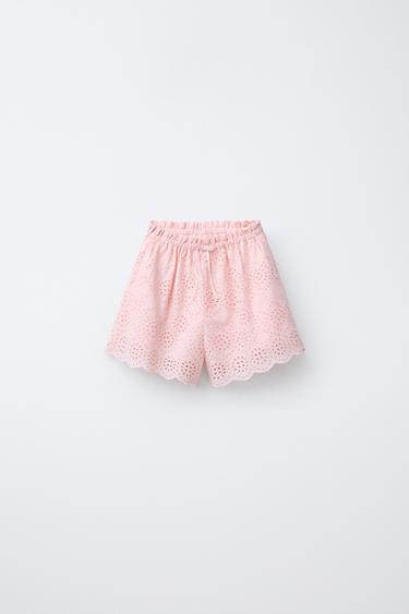 SCHIFFLI EMBROIDERED BERMUDA SHORTS - Pink by Zara - Image 0