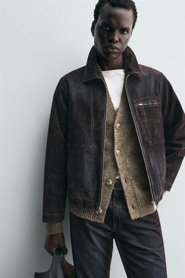 FLOCKED VELVET JACKET - Brown by Zara