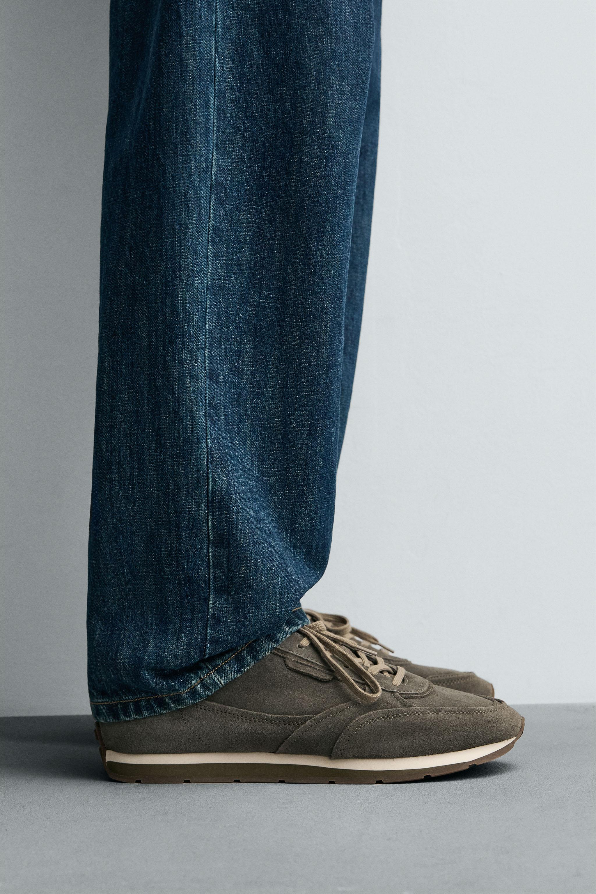 CASUAL LEATHER SNEAKERS - Gray | ZARA United States