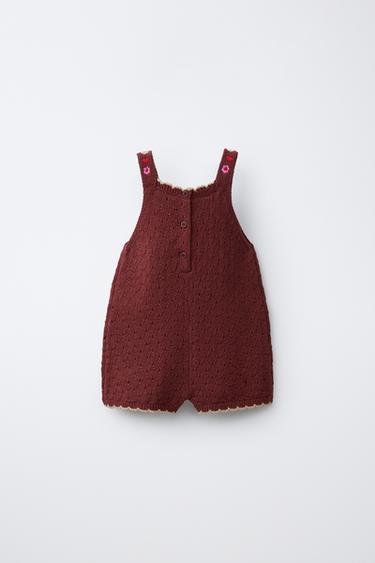 SISSEL EDELBO X ZARA KIDS EMBROIDERED KNIT ROMPER - Brown by Zara - Image 1