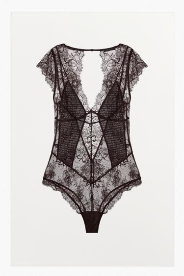 BODY COMBINADO COM RENDA - Grená da Zara