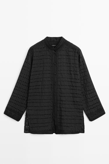 Zara Flowing embroidered shirt - Black - Image 0