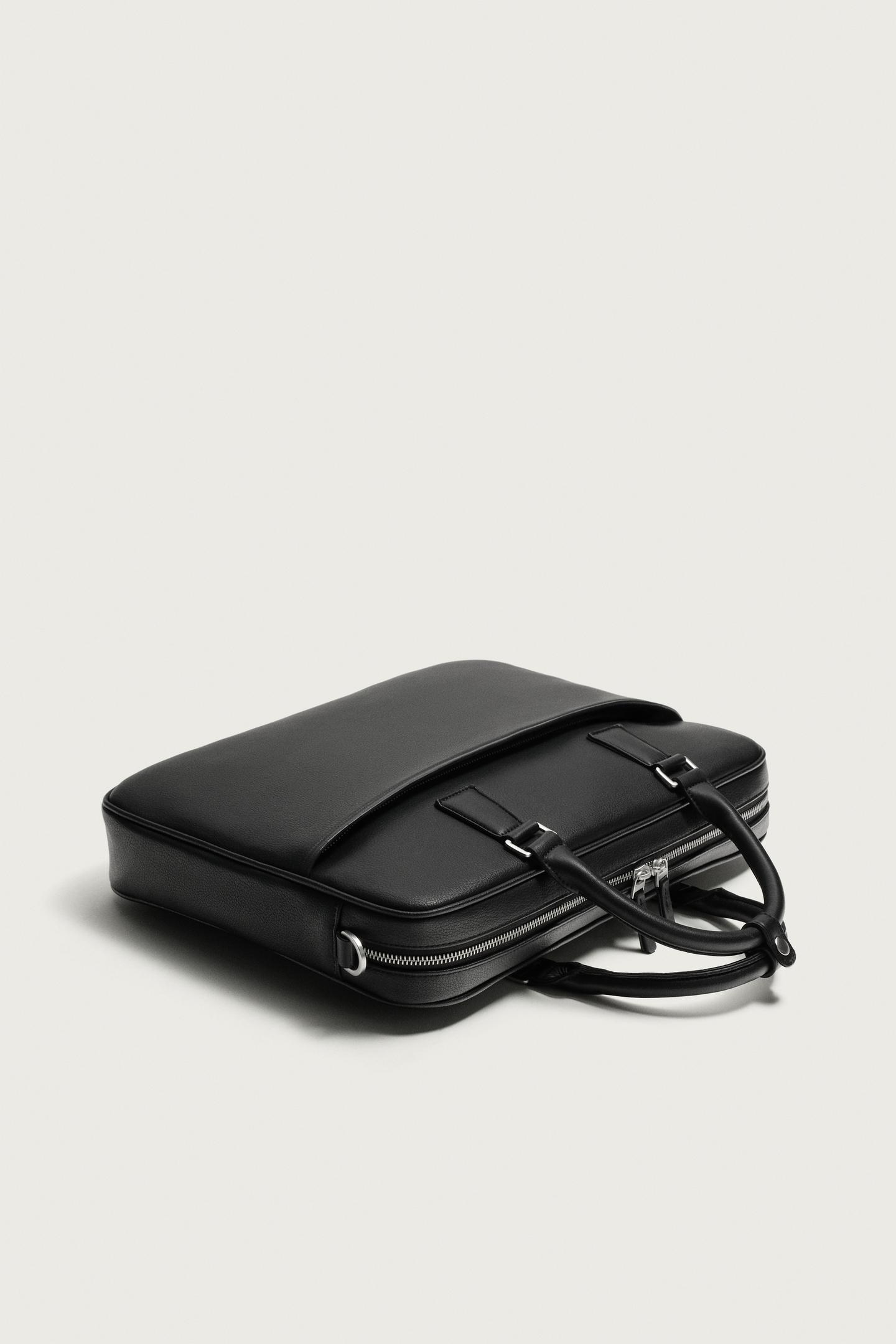 Мужская сумка Zara Textured Briefcase, цвет: Чёрный — фото 2