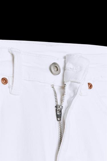 Zara FLARED CROPPED HIGH WAIST TRF JEANS - White
