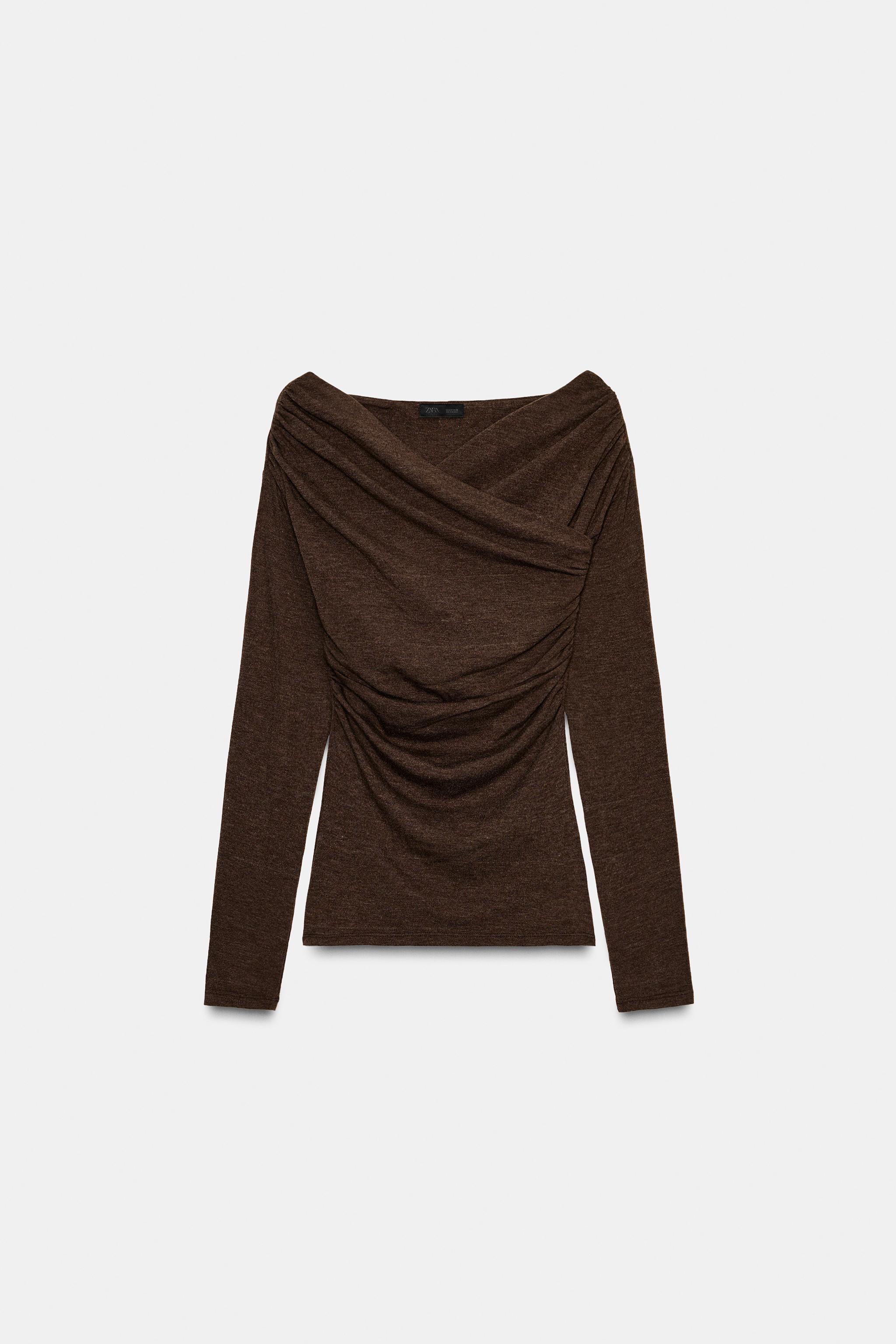 DRAPED WRAP TOP - Green marl | ZARA United States