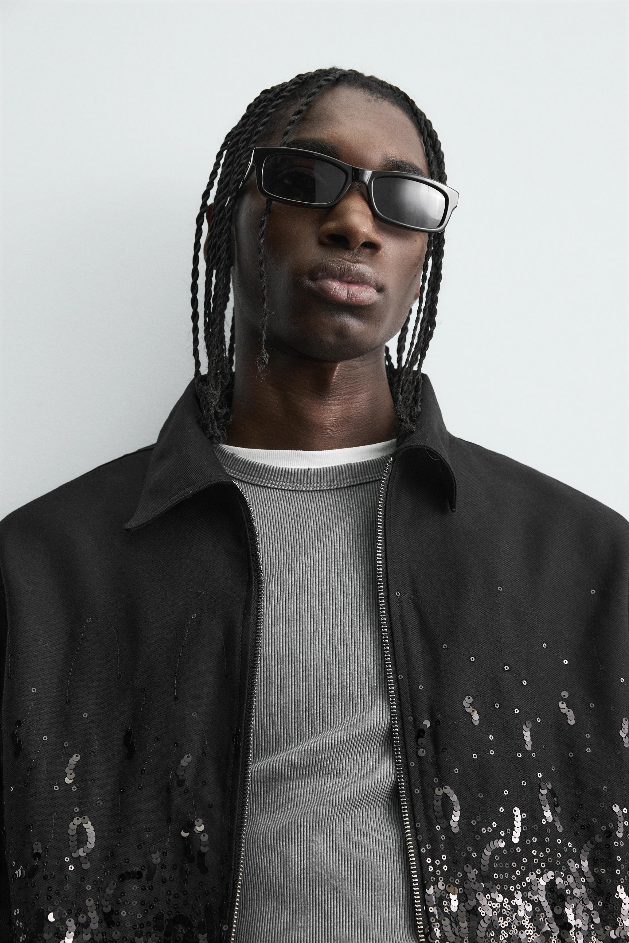 クロップドフィットスパンコールジャケット - ブラック | ZARA Japan