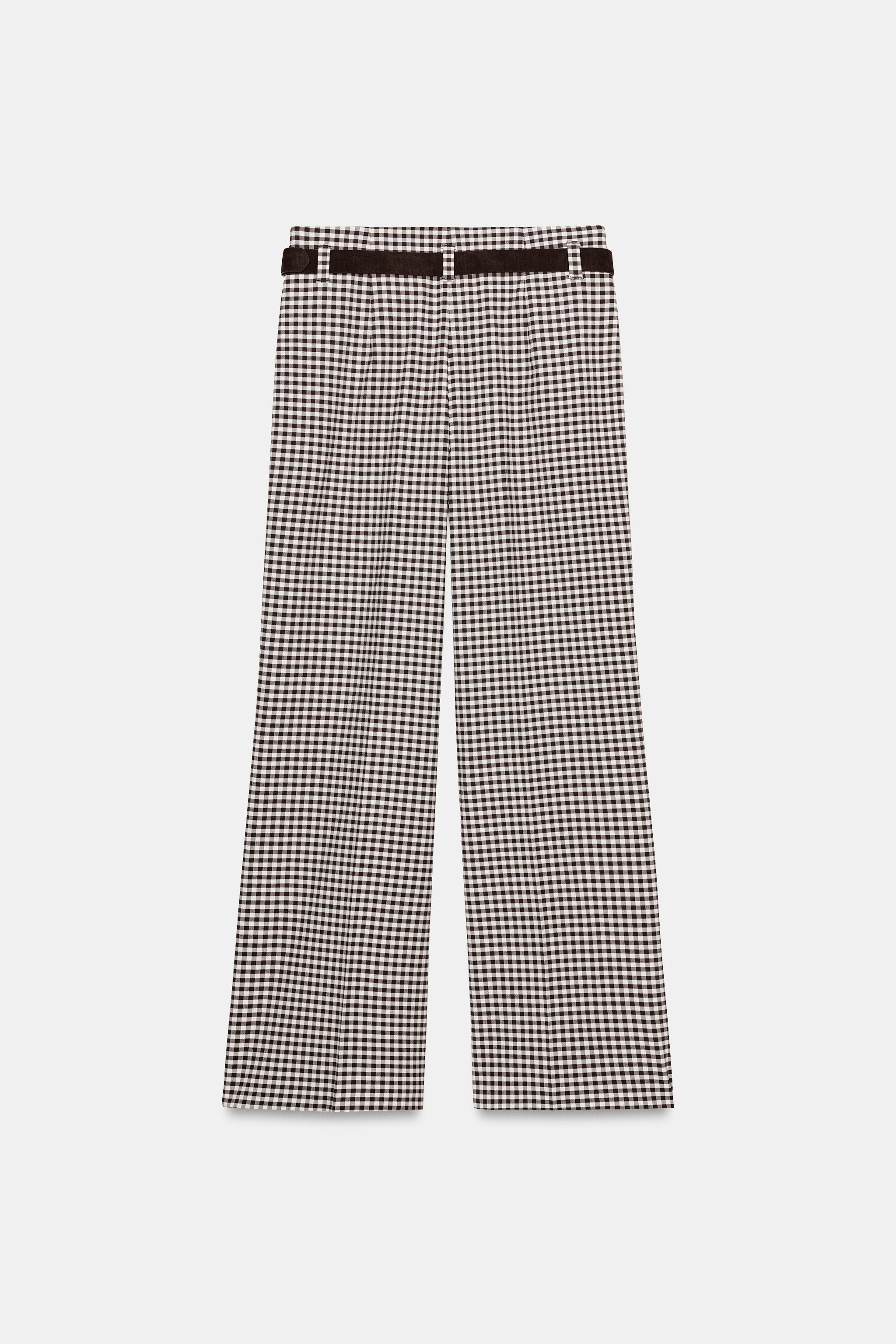 PANTALON DROIT CEINTURE CARREAUX VICHY