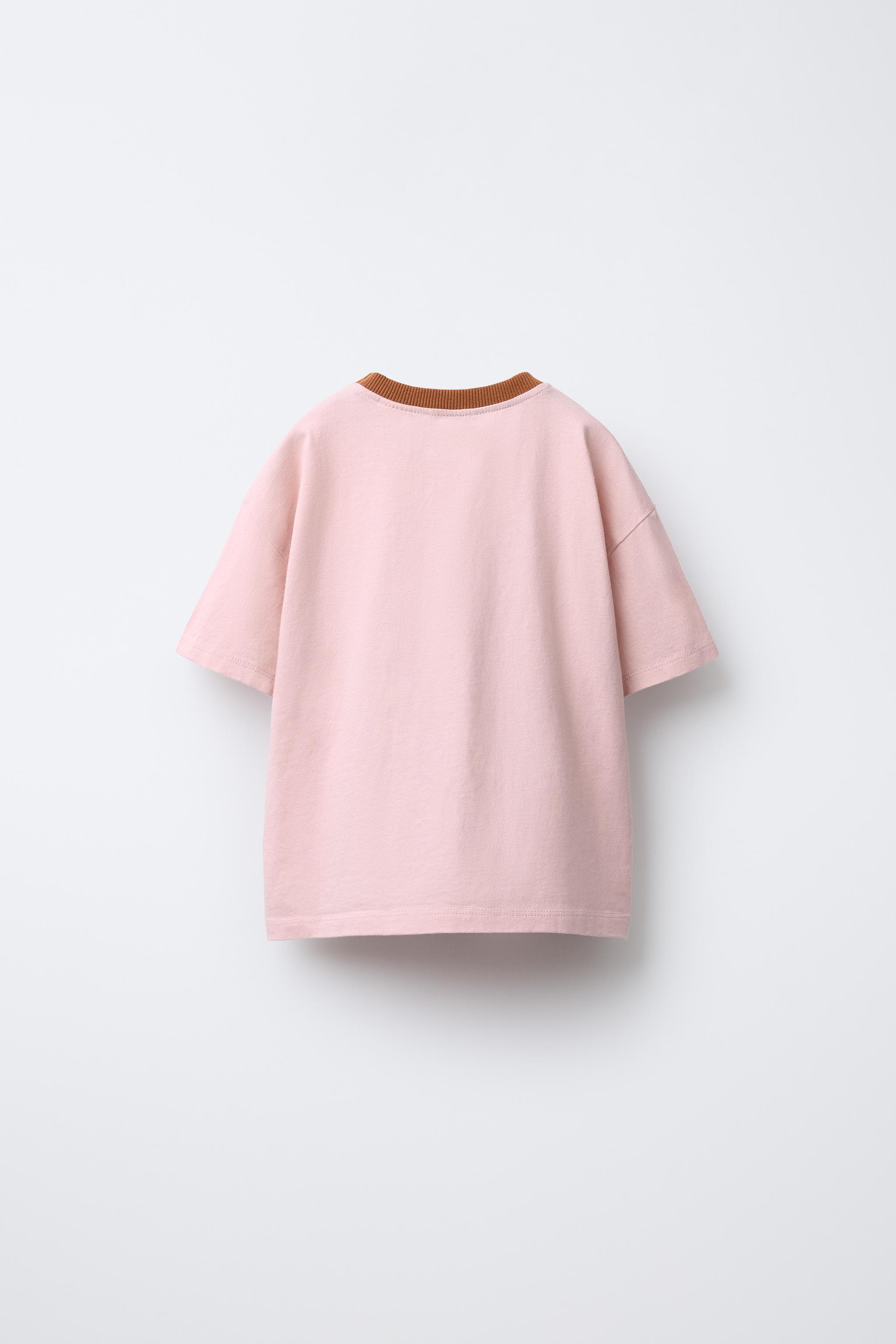 【ZARA】コントラストプリント Ｔシャツ ピンク | 6224/438/620 COMBINATION PRINT T-SHIRT - Pink | ZARA United States