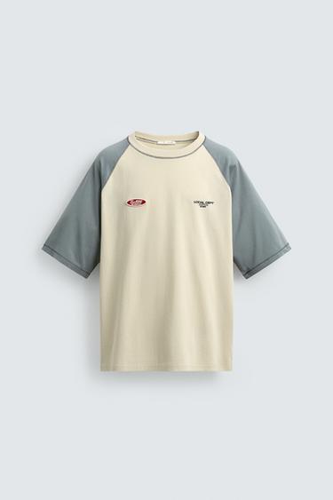 T-SHIRT COLOR BLOCK À PIÈCE BIMATIÈRE - Écru de Zara - Image 6