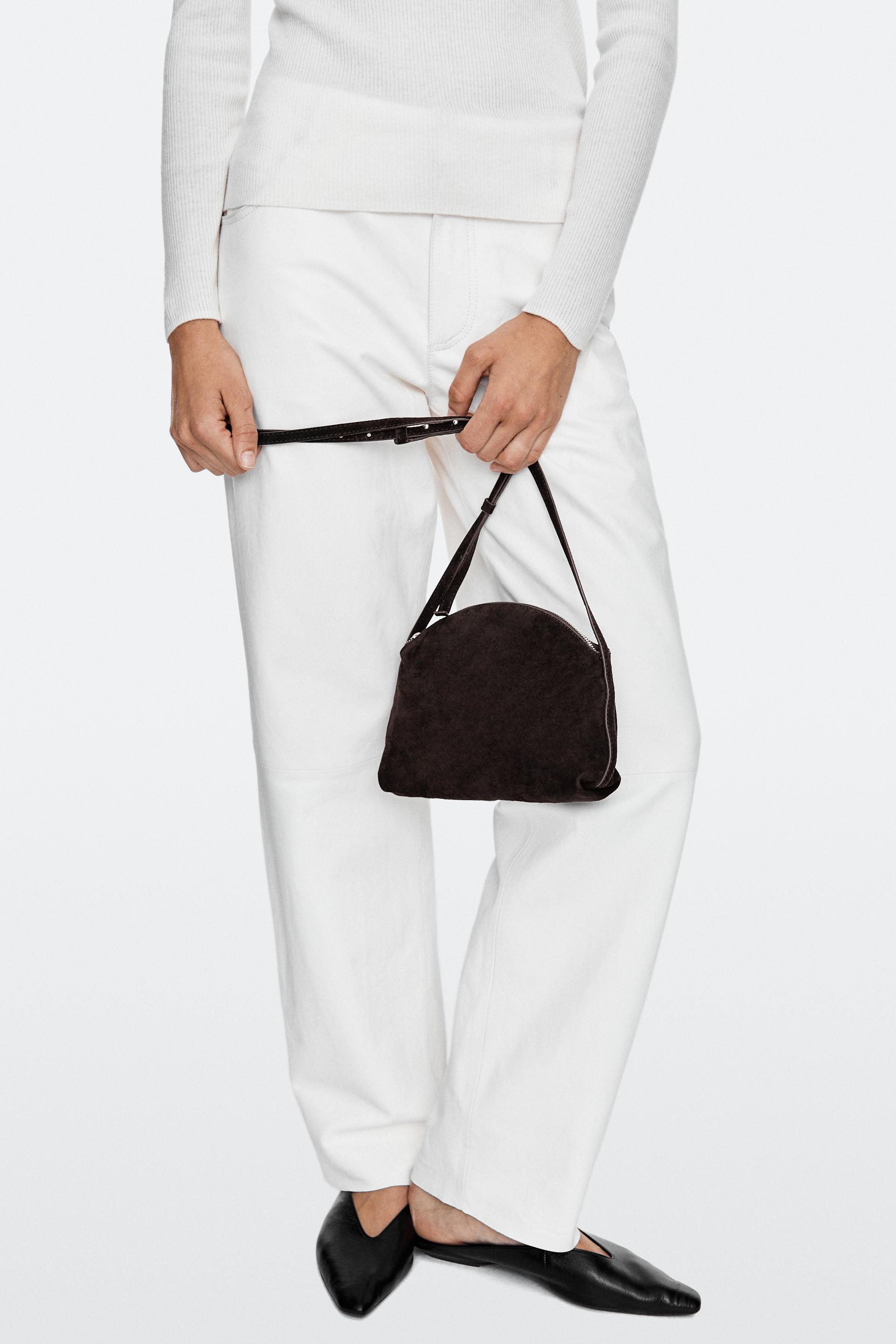 Split suede leather crossbody bag - Chocolate | ZARA United States
