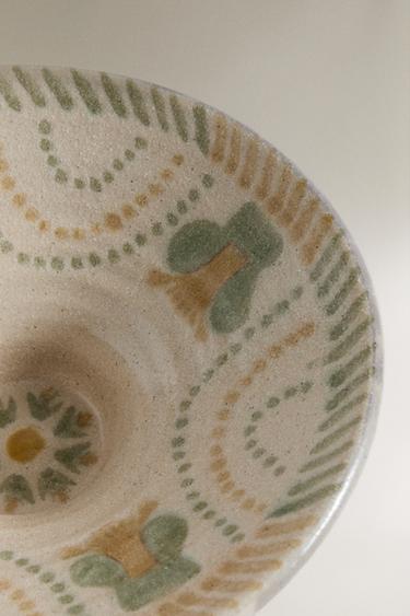 STONEWARE BOWL WITH DESIGNS - Beige / Green by Zara - Image 2