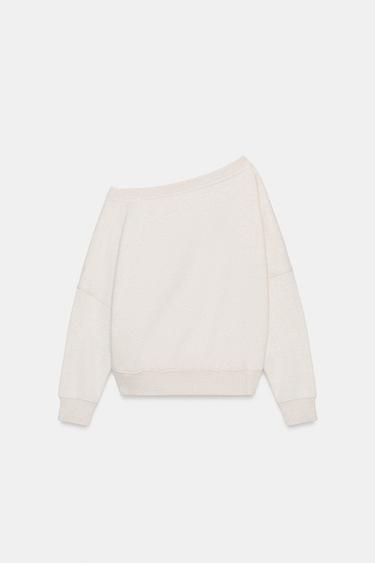 ASYMMETRIC PLUSH SWEATSHIRT - Beige marl by Zara - Image 5